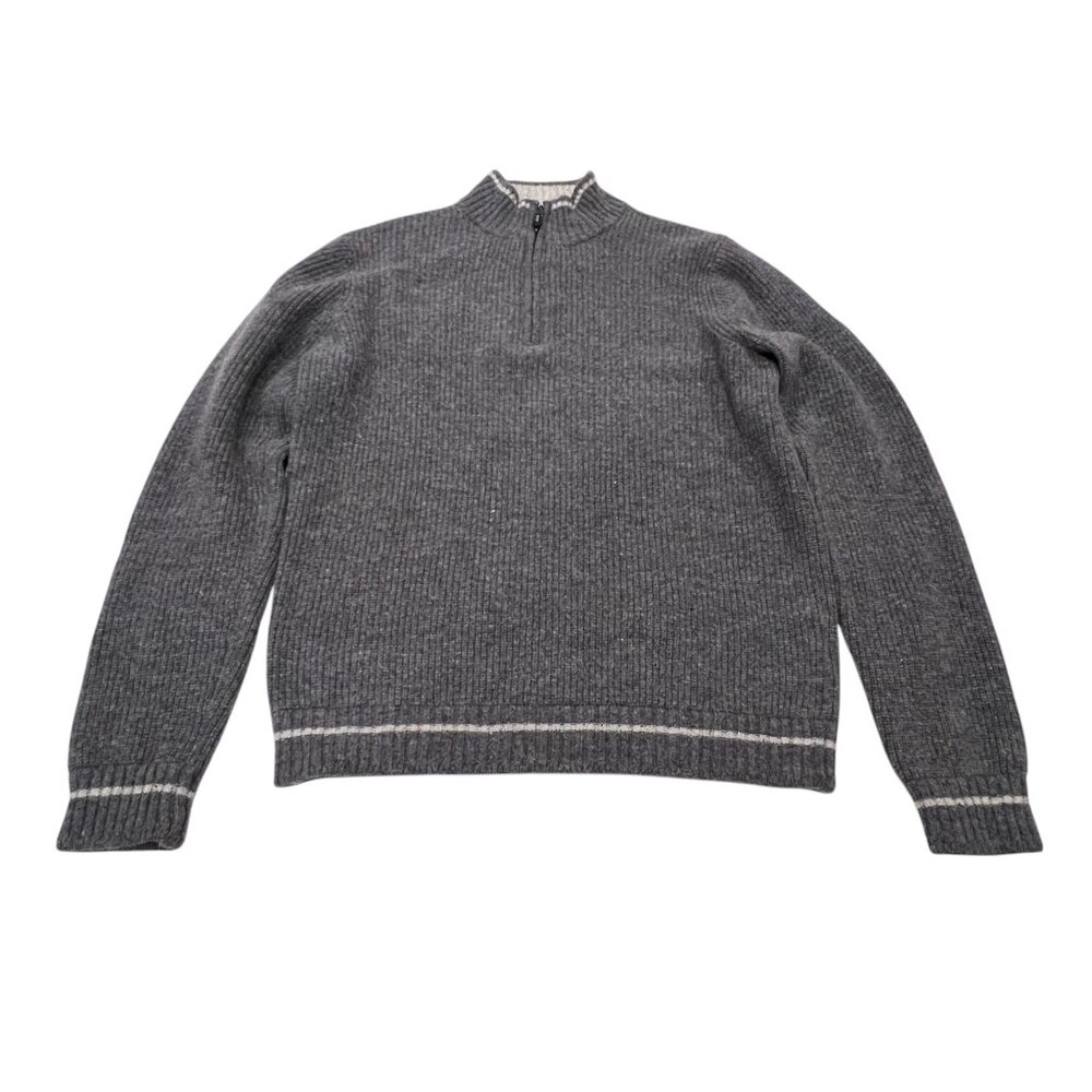 Robert Graham Ross 1/4 Zip Wool Sweater, Charcoal, M